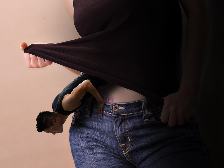 Man Crawling Out Of A Woman Shirt Digital Art