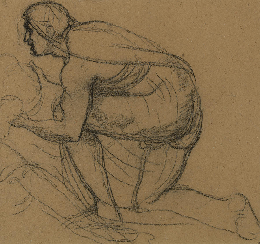 Man Draped in Profile to the Left Drawing by Pierre Puvis de Chavannes