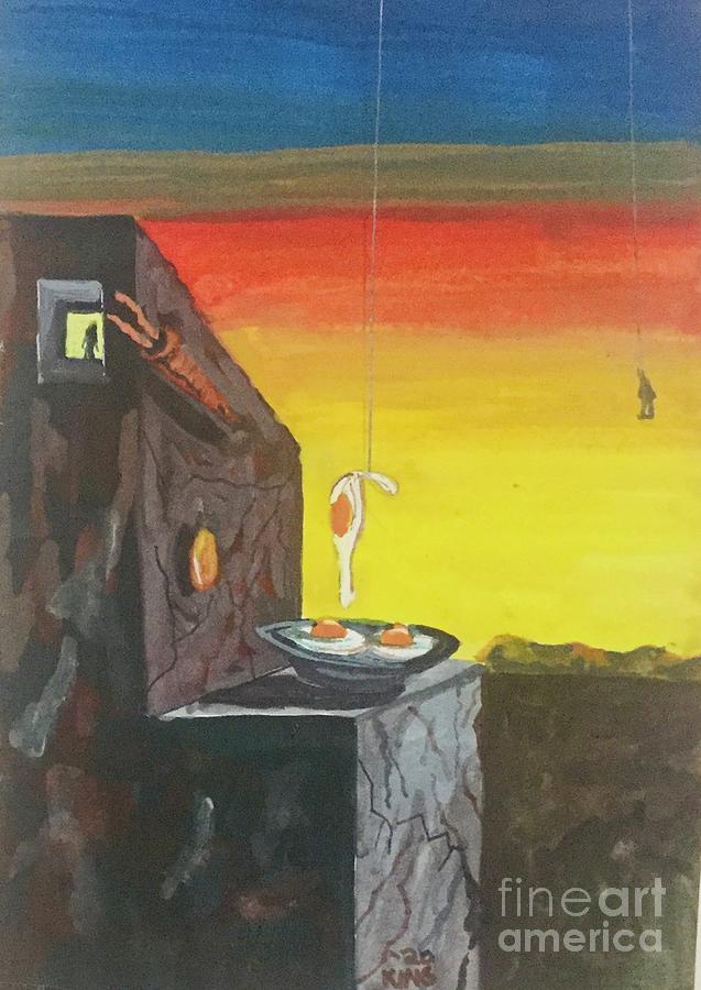 Man Hanged With Fried Egg Painting by Mike King