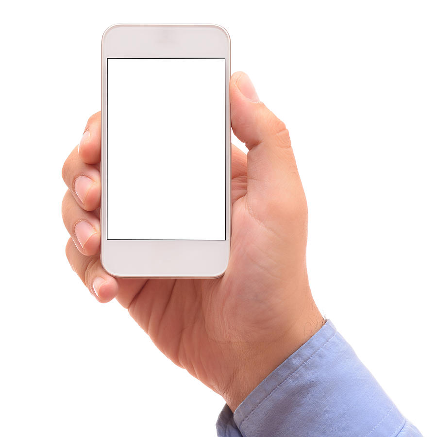 Man holding white screen smart phone Photograph by Hocus-focus