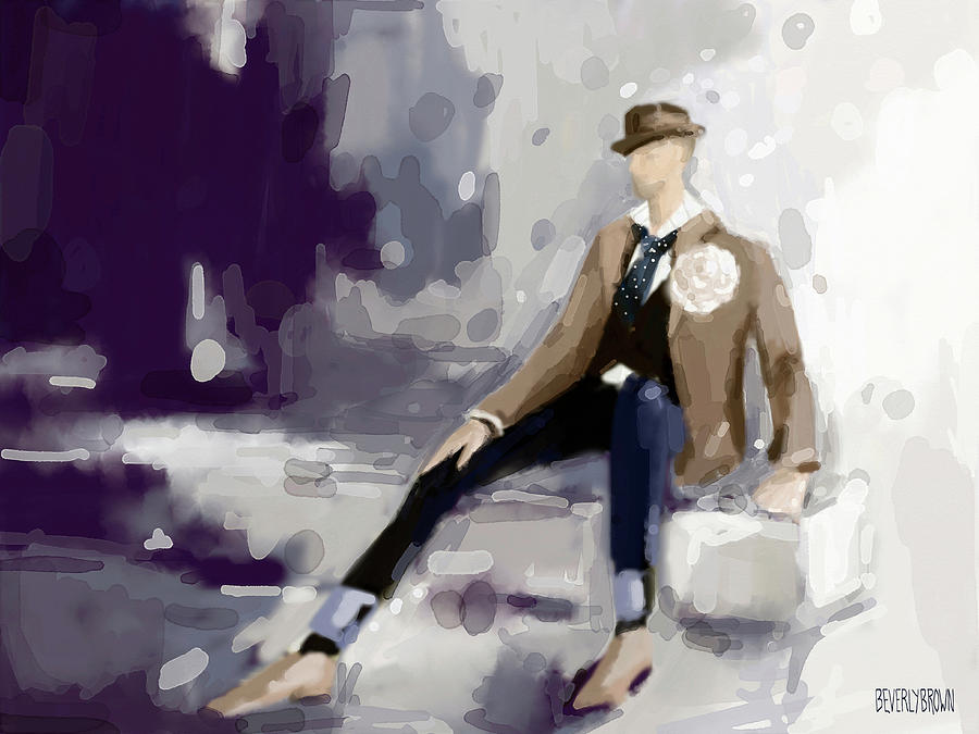 Fashion Painting - Man in a Fedora Fashion Illustration Art Print by Beverly Brown