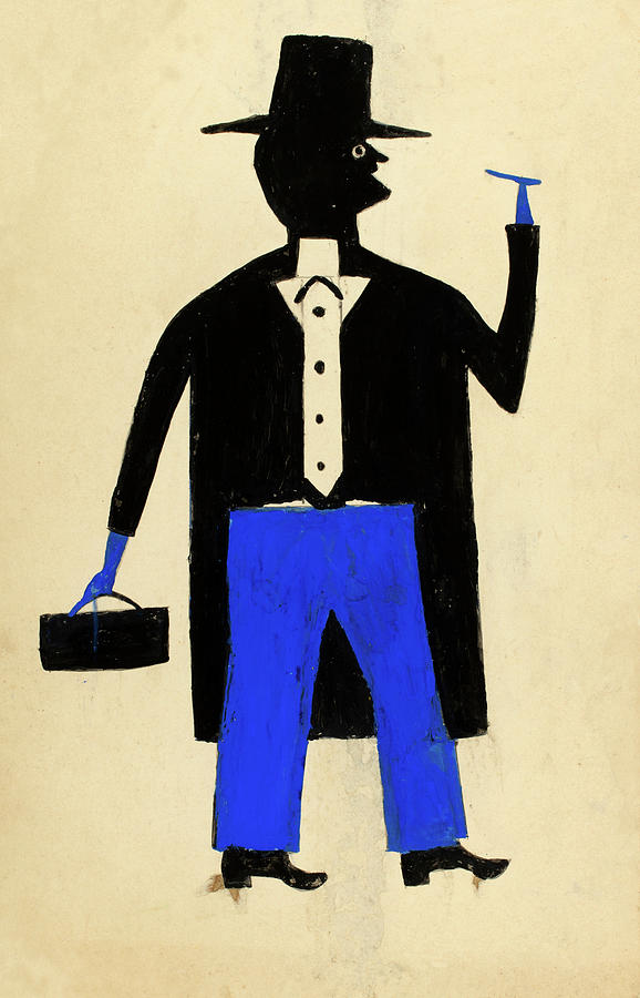 Man in Black and Blue with Cigar and Suitcase, 1939-1942 Painting by ...