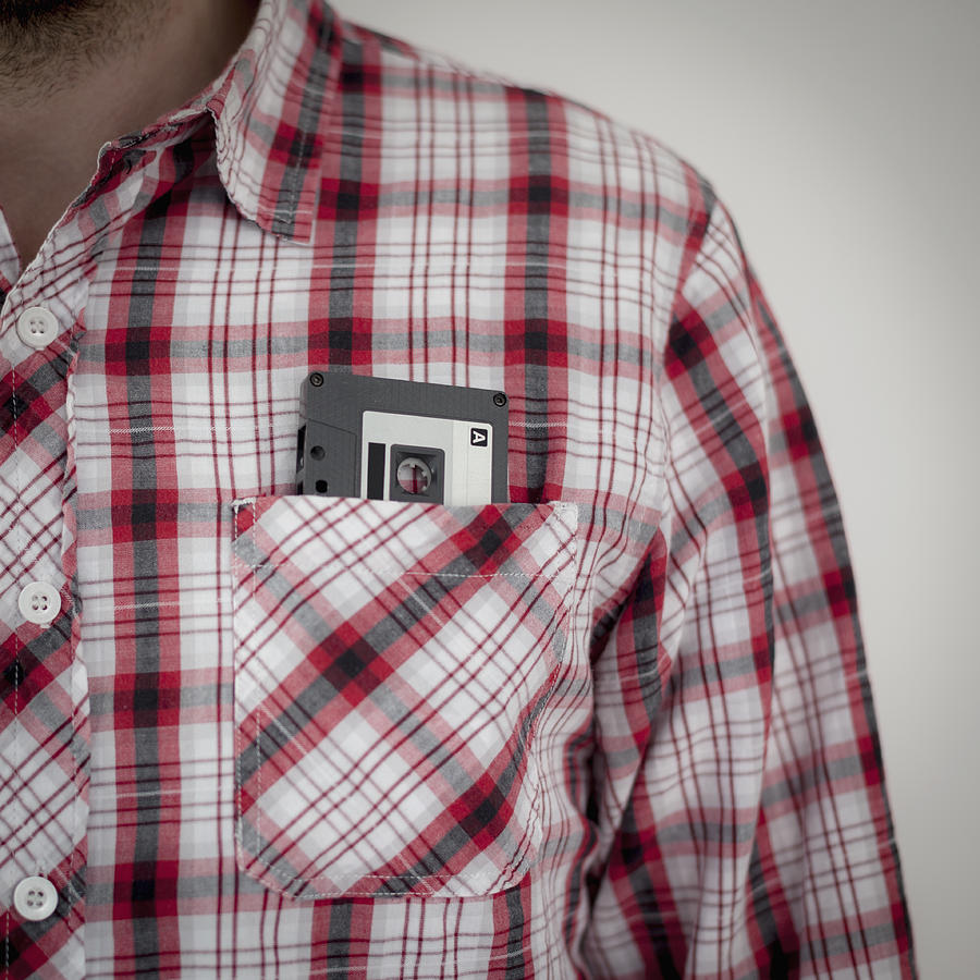 Man in plaid shirt with cassette tape in pocket Photograph by Steven Errico