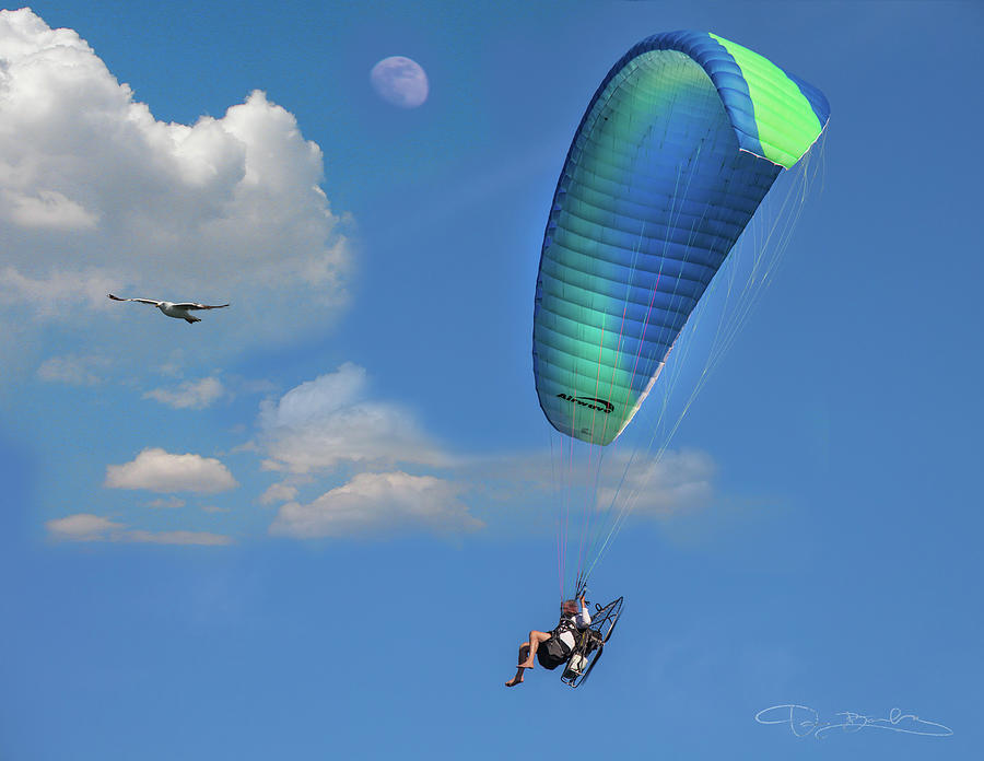 Man In Powered Parachute With Blue Sky Photograph by Dan Barba