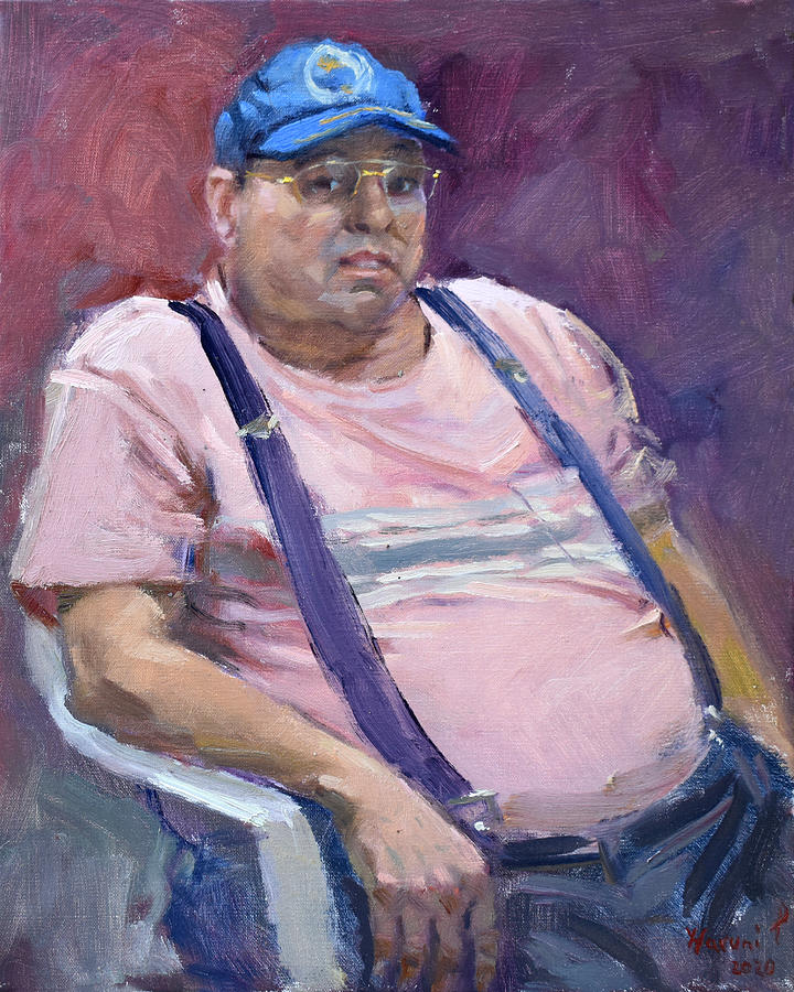 Man in Suspenders Painting by Ylli Haruni