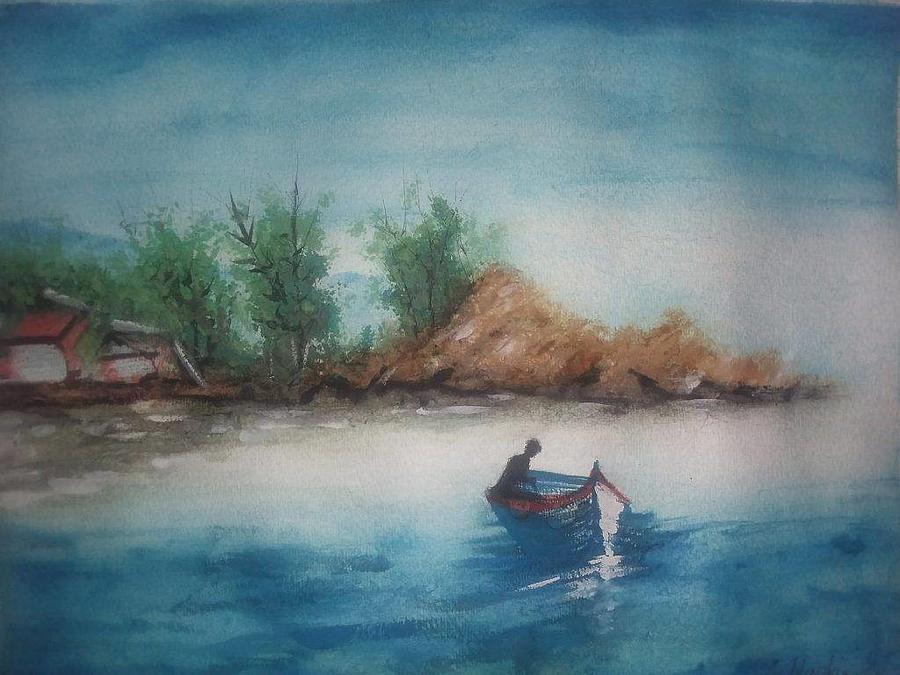 Man in the Boat Painting by Helena Linakis | Fine Art America