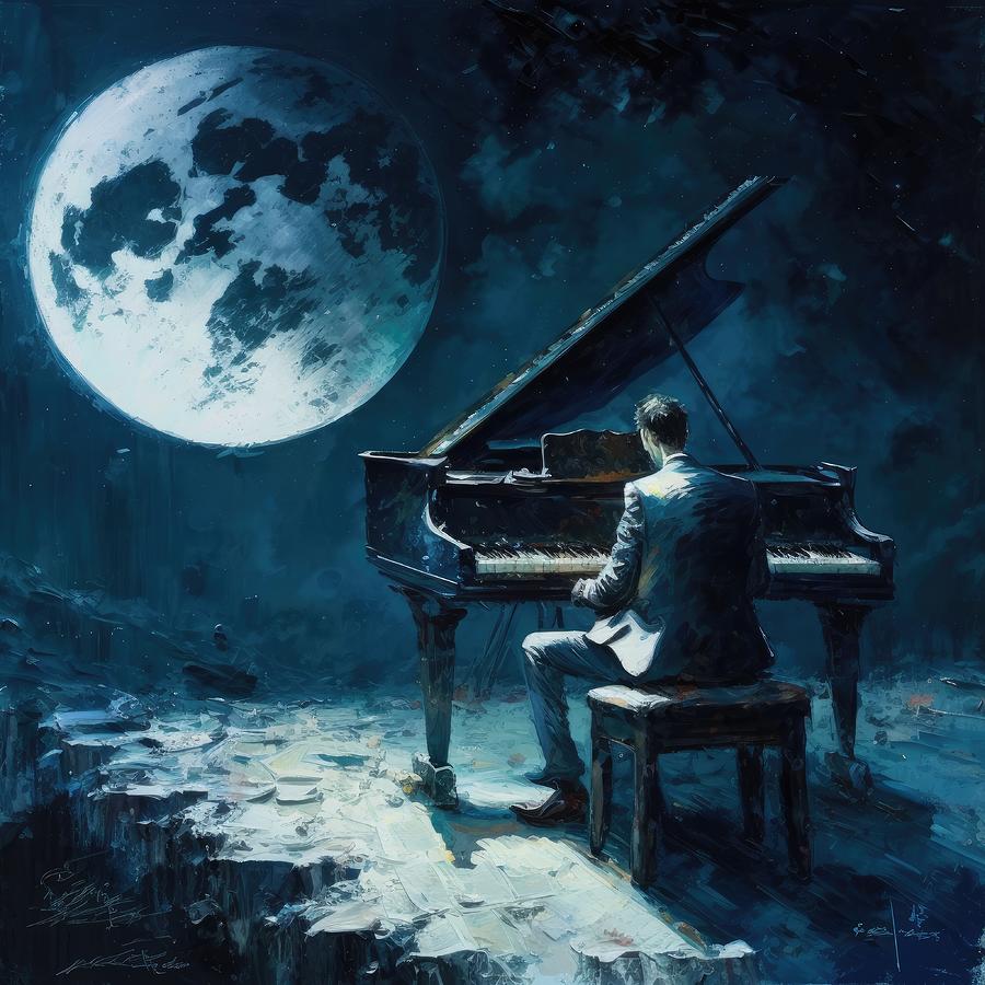 Music Digital Art - Man in the Moon by My Head Cinema