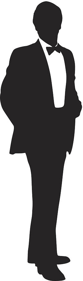 Man in tuxedo silhouette Drawing by VectorSilhouettes