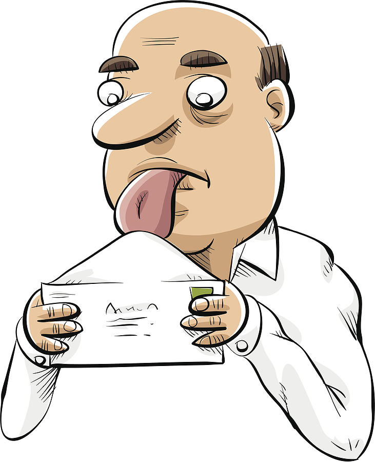 Man Licking Envelope Drawing by Blamb