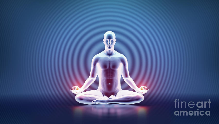 Man mind and body mindfulness. Yoga meditation - zen energy Photograph by Michal Bednarek