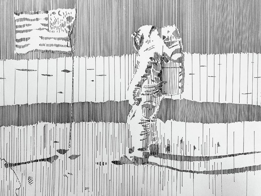 Man on the Moon Drawing by Philip Eddy