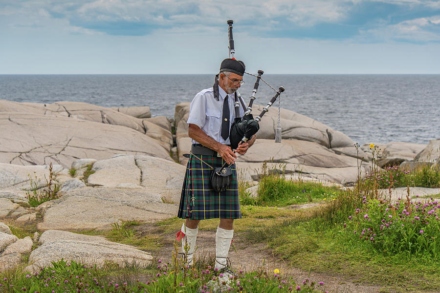 Man Playing Bagpipes At Peggy's Cove Photograph By Anthony George 