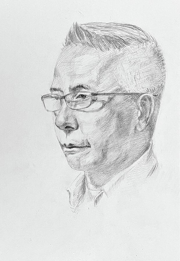 Man Portrait Drawing by Masha Batkova