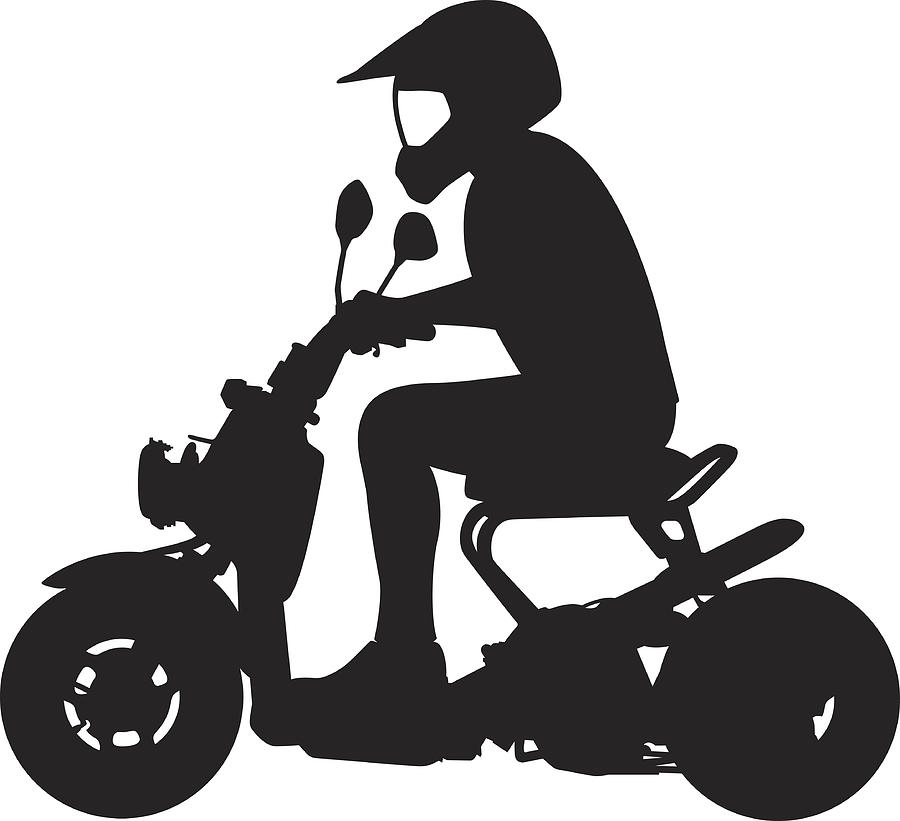 Man Riding Moped Silhouette Drawing by JakeOlimb