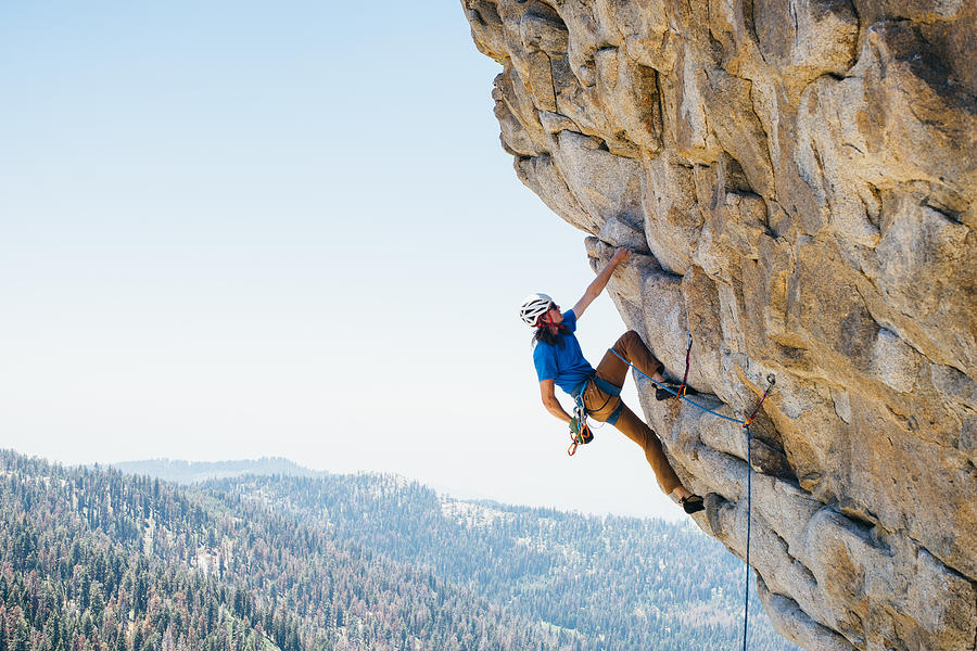 Man rock climbing, Buck Rock, California, America, USA Photograph by Kylewolfe