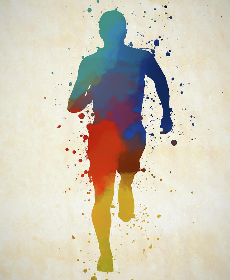 Man Running Color Splash Painting by Dan Sproul