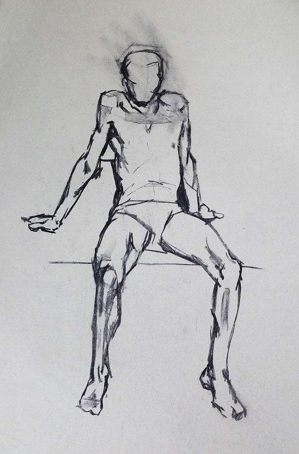 Man Seated Drawing by Jonathan M Ellis | Fine Art America