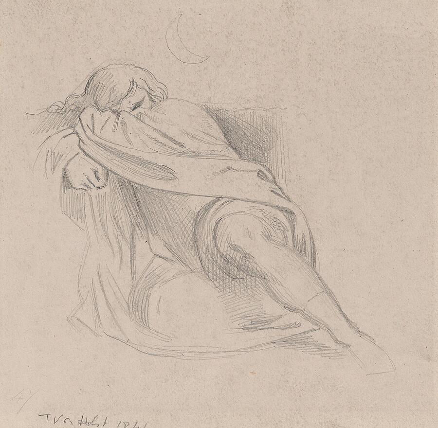 Man Sleeping  Painting by Theodor Richard Edward von Holst English