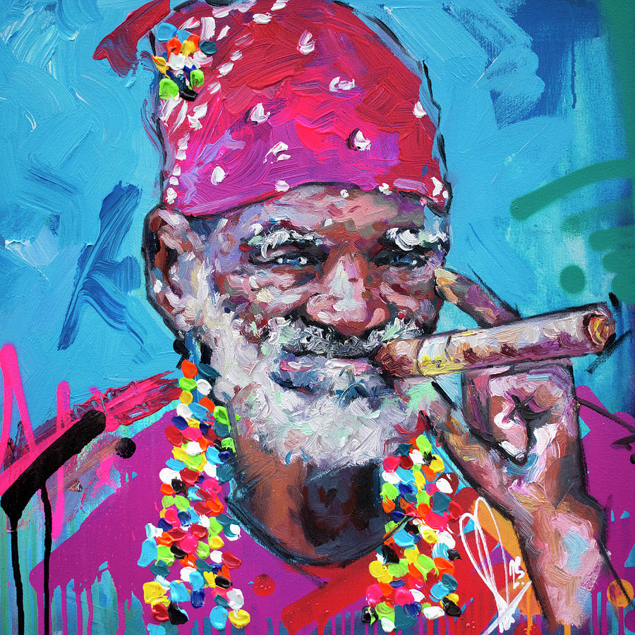 Man smoking a Cuban Cigar Painting by Richard Day