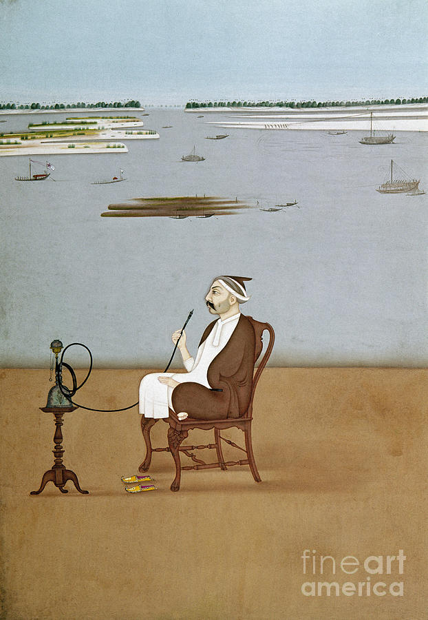 Man Smoking Hookah Painting by Granger