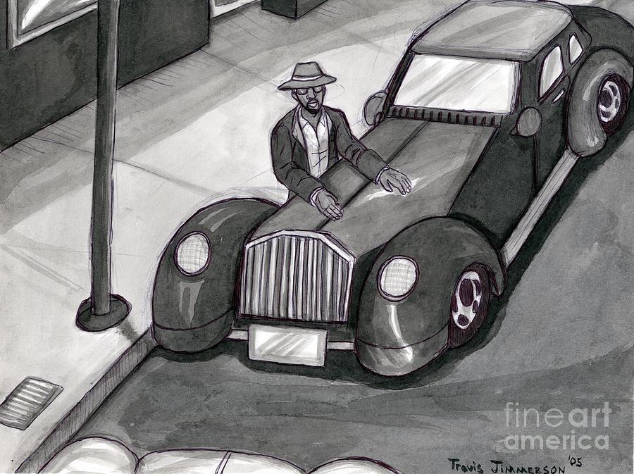 Car Drawing - Man Standing Beside Car by Travis Jimmerson