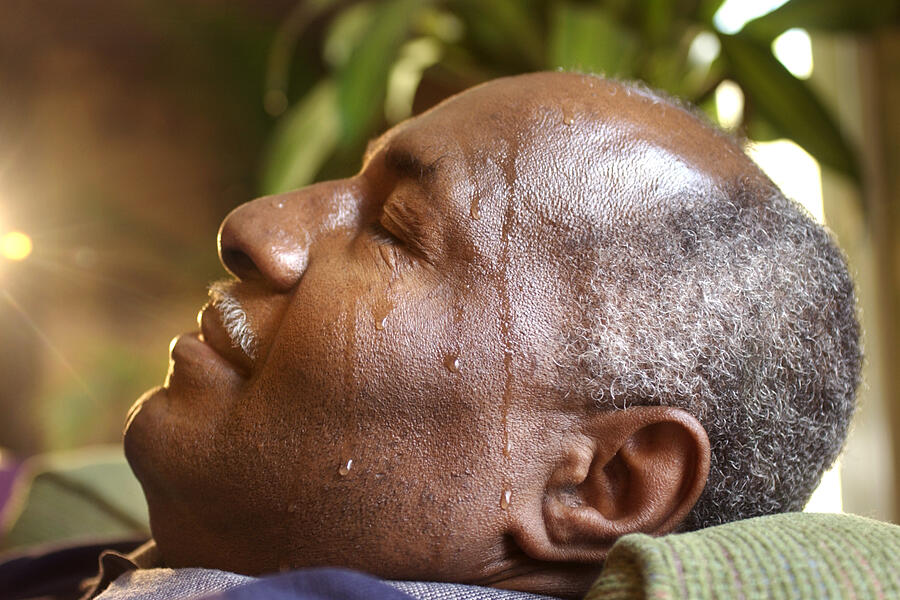 Man sweating as result of diabetes Photograph by Thinkstock