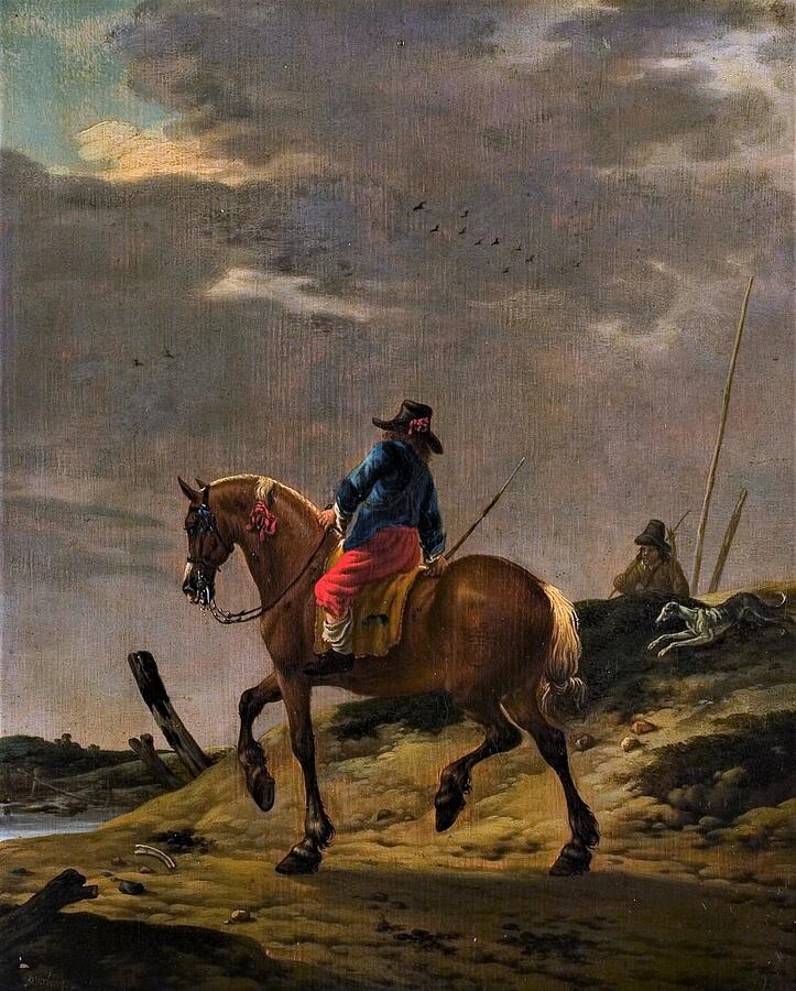 Man te paard op zandweg Painting by Pieter Cornelisz Verbeeck Fine