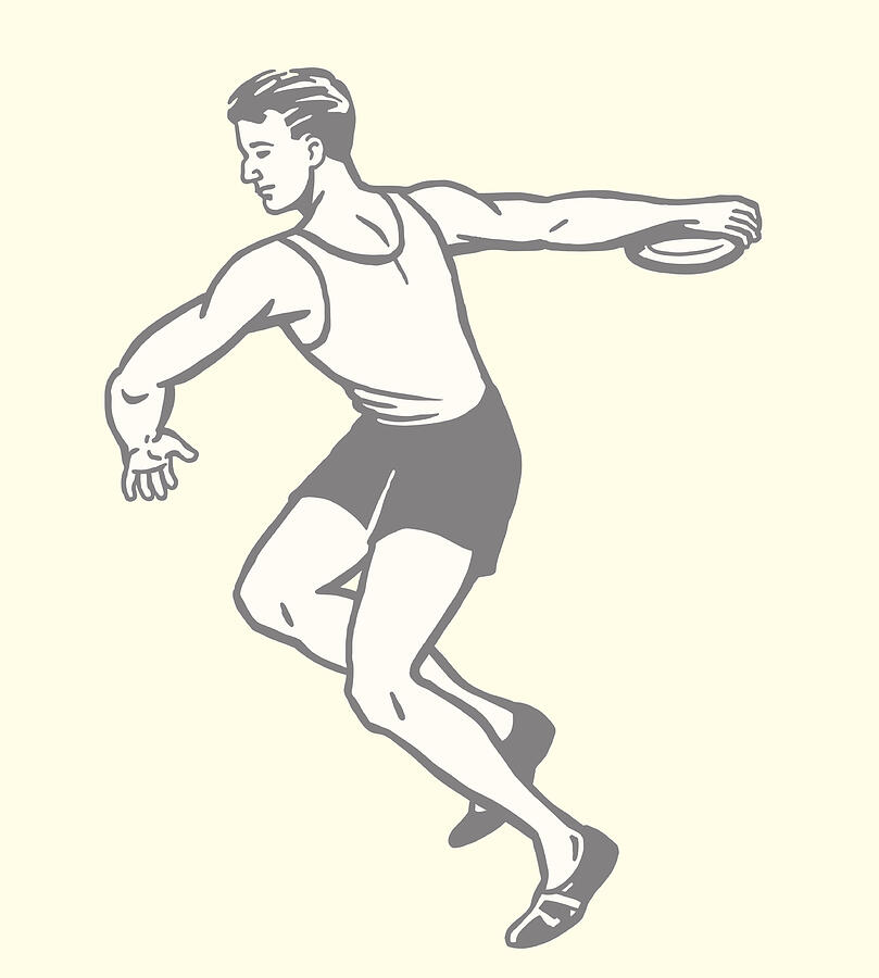 Man Throwing Discus Drawing by CSA-Archive Man Throwing Discus Drawing by CSA-Archive