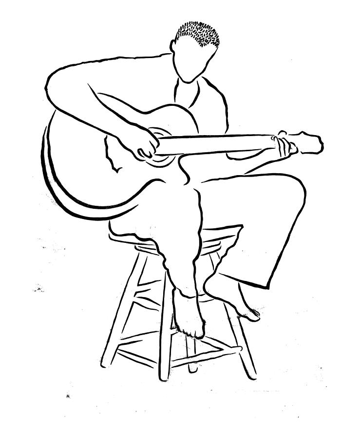 Man with a Guitar Drawing by Fred Odle