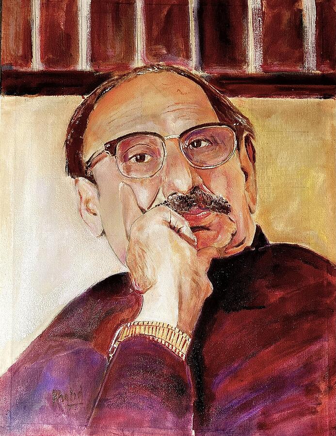 Man with glasses Painting by Khalid Saeed