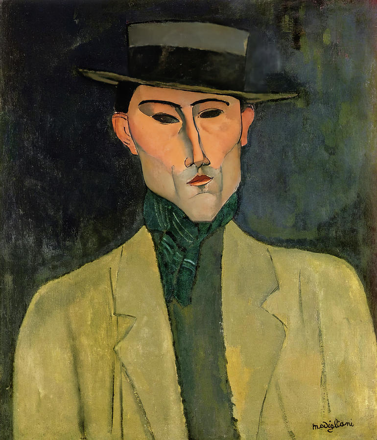 Man with Hat 1915 Painting by Amedeo Modigliani Man with Hat 1915 Painting by Amedeo Modigliani