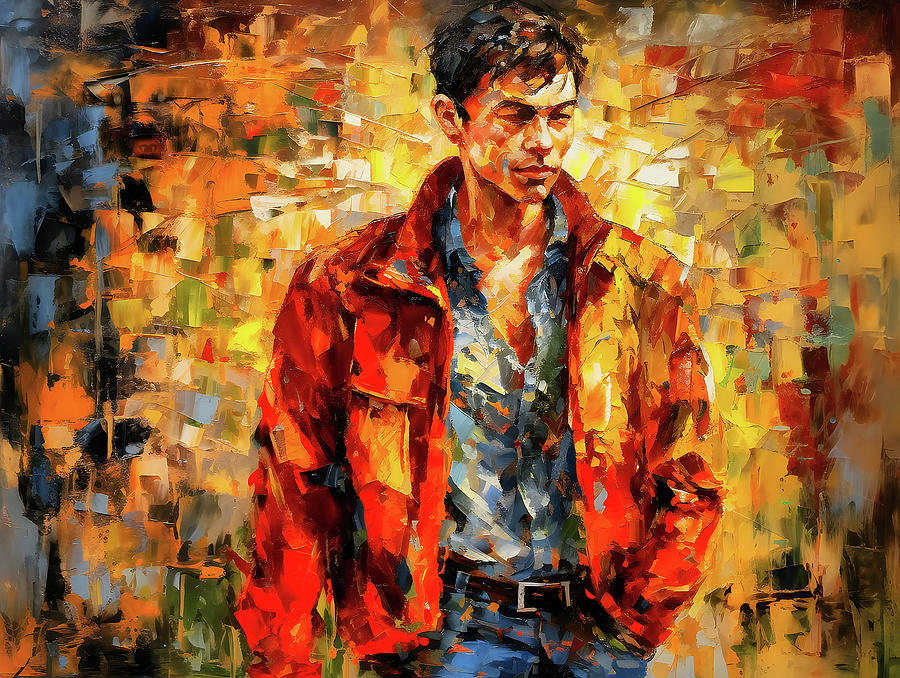 Man with Orange-Red Jacket and Jeans Digital Art by Caito Junqueira