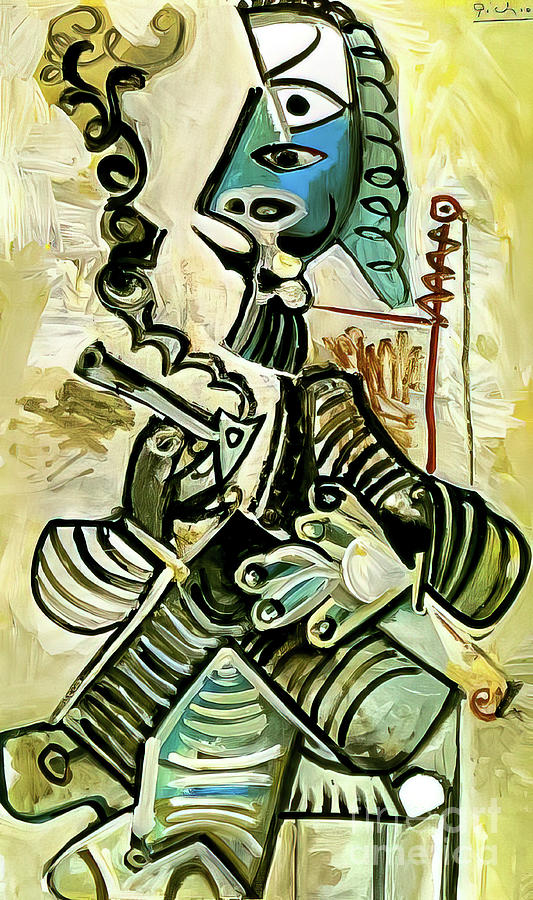 Man With Pipe by Pablo Picasso 1968 Painting by Pablo Picasso