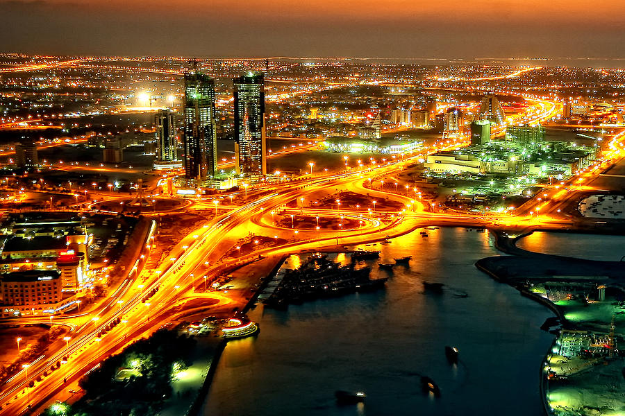 Manama at Night - Bahrain Photograph by Hussain Isa Aldurazi