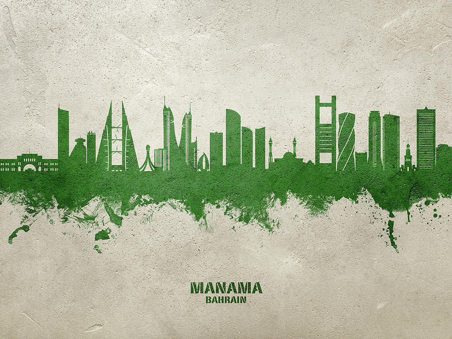 Manama Digital Art - Manama Bahrain Skyline #17 by Michael Tompsett Manama Digital Art - Manama Bahrain Skyline #17 by Michael Tompsett