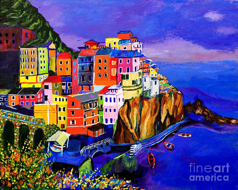 Mountain Painting - Manarola Cinque Terre by Art by Danielle