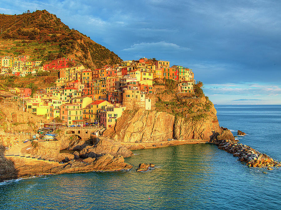 Manarola, Cinque Terre, at Golden Hour Photograph by Lowell Monke