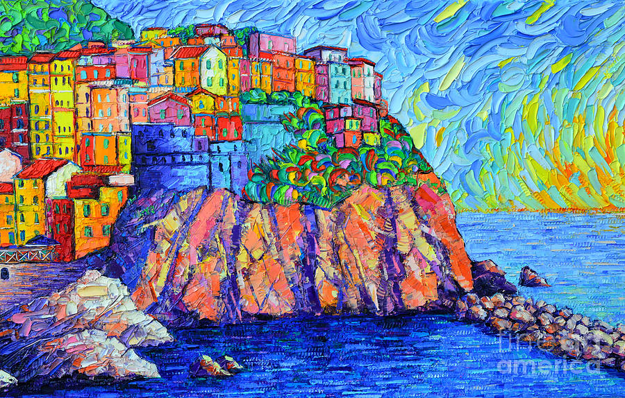 City Painting - Manarola Cinque Terre Italy  by Ana Maria Edulescu