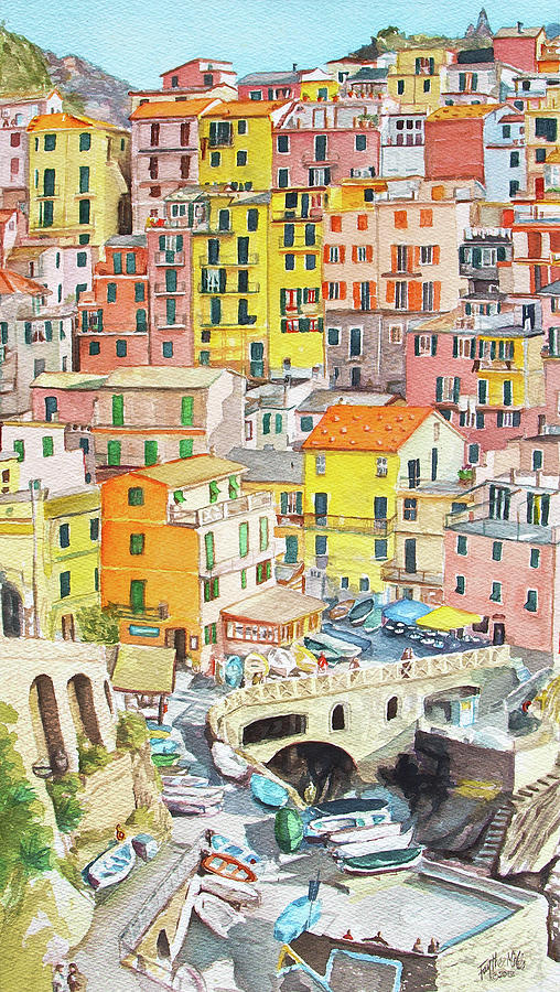 Cinque Terre Painting - Manarola Italy by Faythe Mills