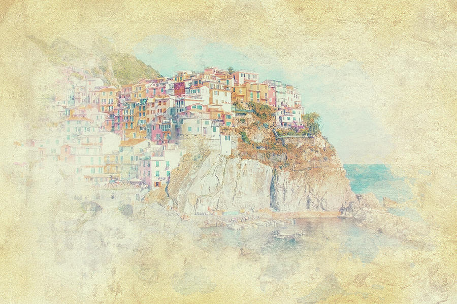 Architecture Mixed Media - Manarola village in Cinque Terre National Park by Manjik Pictures