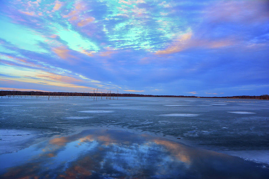 Manasquan Reservoir Frozen at Sunset Photograph by Raymond Salani III