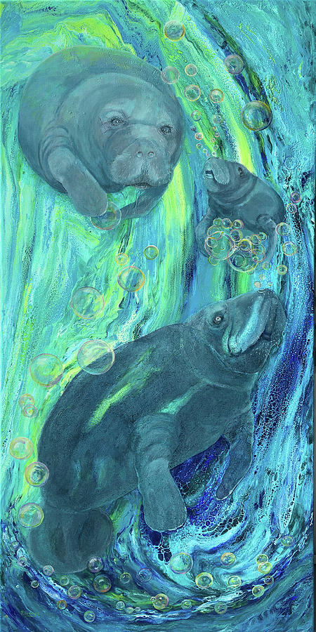 Manatee Fantasy II Painting by Pat St Onge