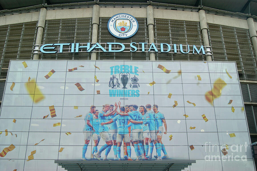 Manchester City FC - treble winners. Photograph by David Birchall