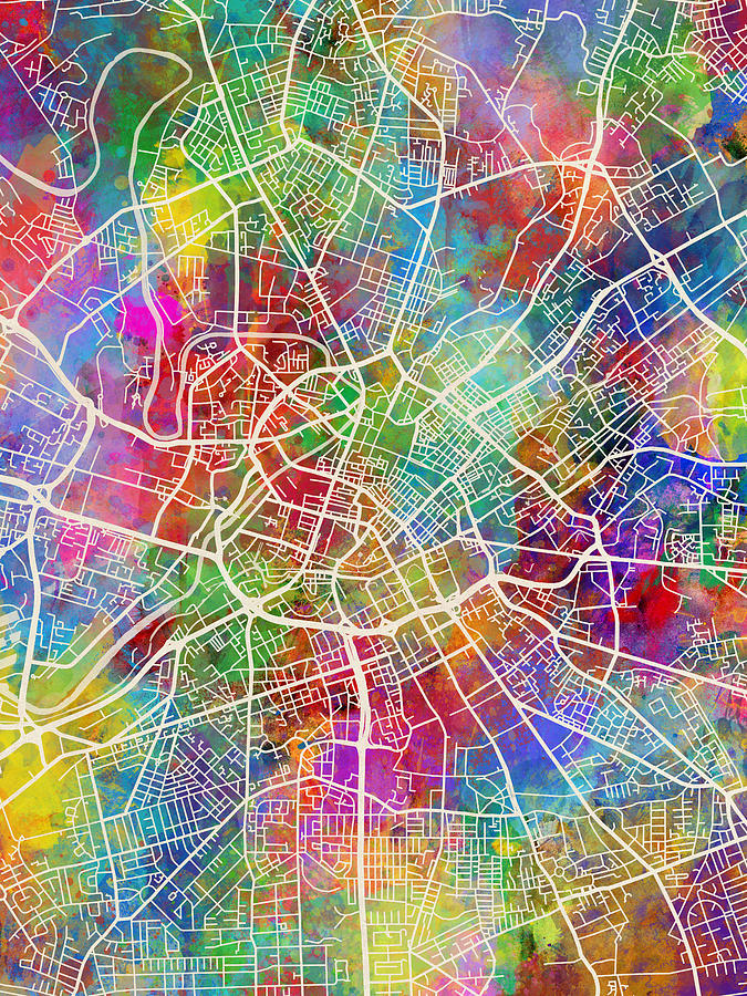 Manchester England City Map #38 Digital Art by Michael Tompsett