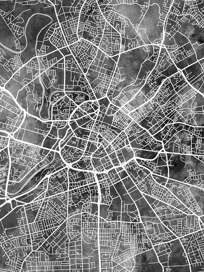 Manchester England City Map #39 Digital Art by Michael Tompsett