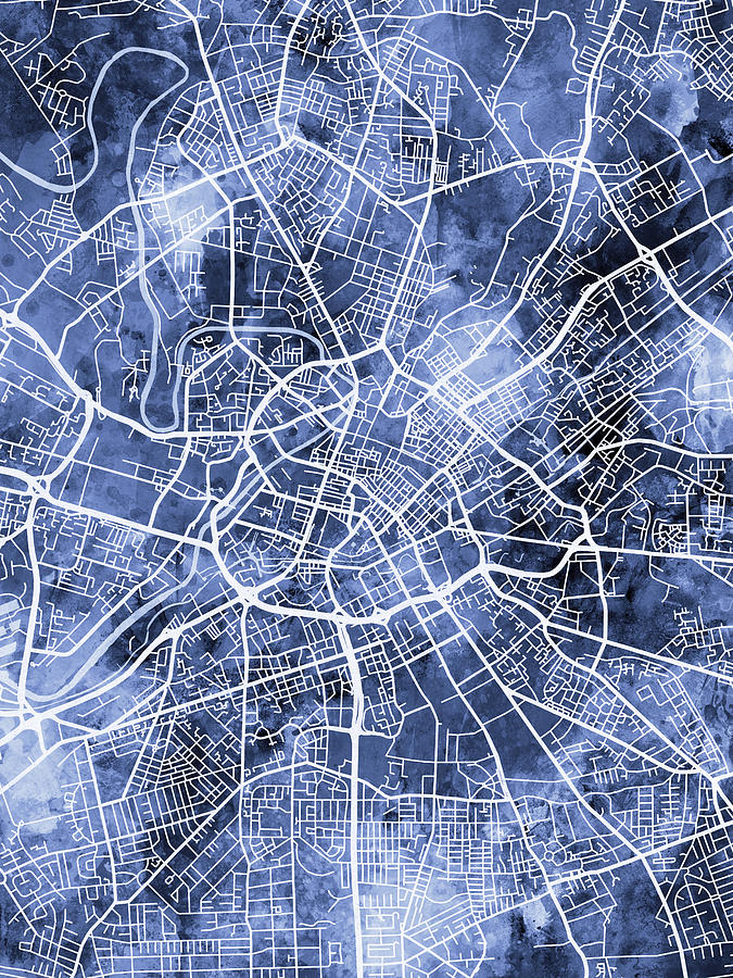 Manchester England City Map #41 Digital Art by Michael Tompsett