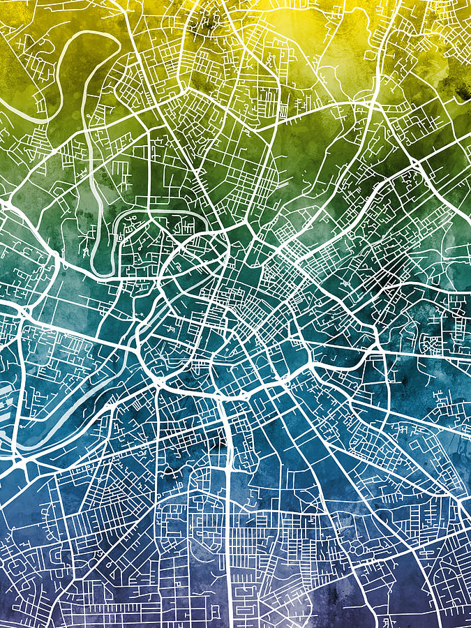 Manchester England City Map #42 by Michael Tompsett