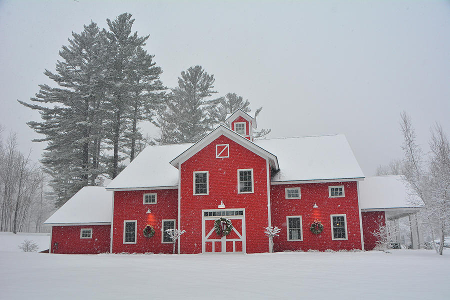 Manchester Red Barn Winter Snow Photograph by Raymond Salani III