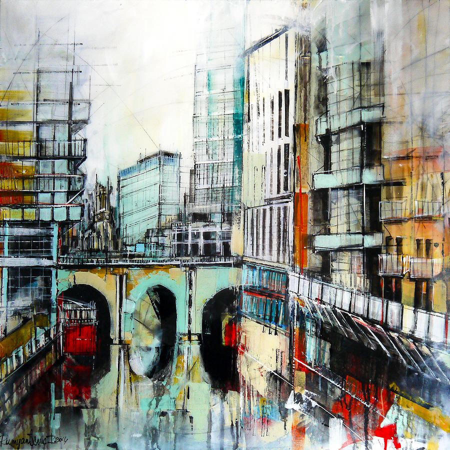 Skyline Painting - Manchester River Irwell by Irina Rumyantseva