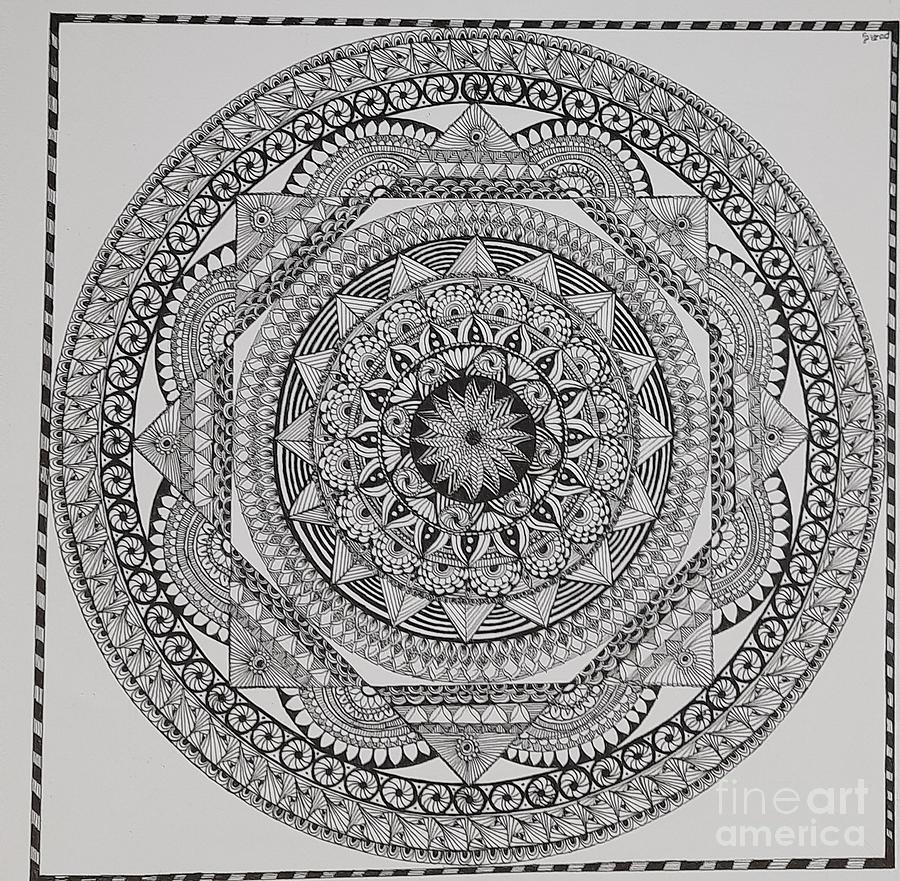 Mandala 2 Drawing by Usha Rai - Fine Art America